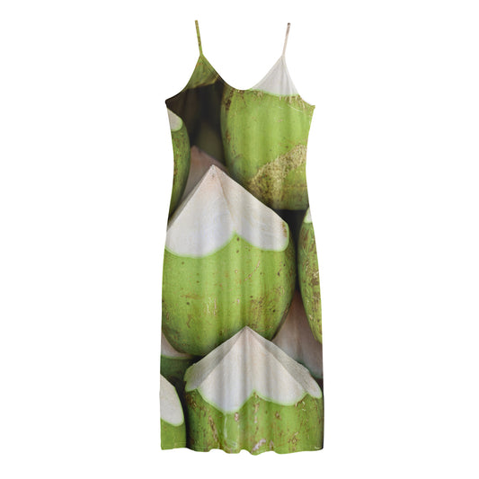 Coconut 3D Print Jersey Midi Cami Dress