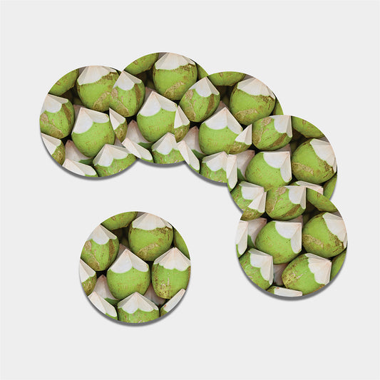 Coconut 3D Print Leather Coaster Set