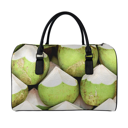 Coconut 3D Print Leather Duffle Bag