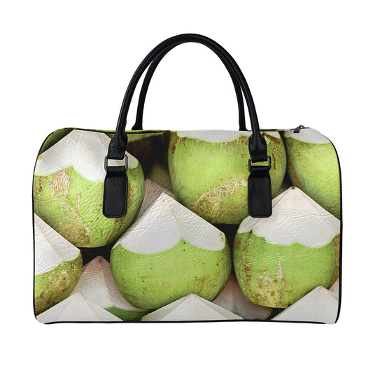 Coconut 3D Print Leather Duffle Bag