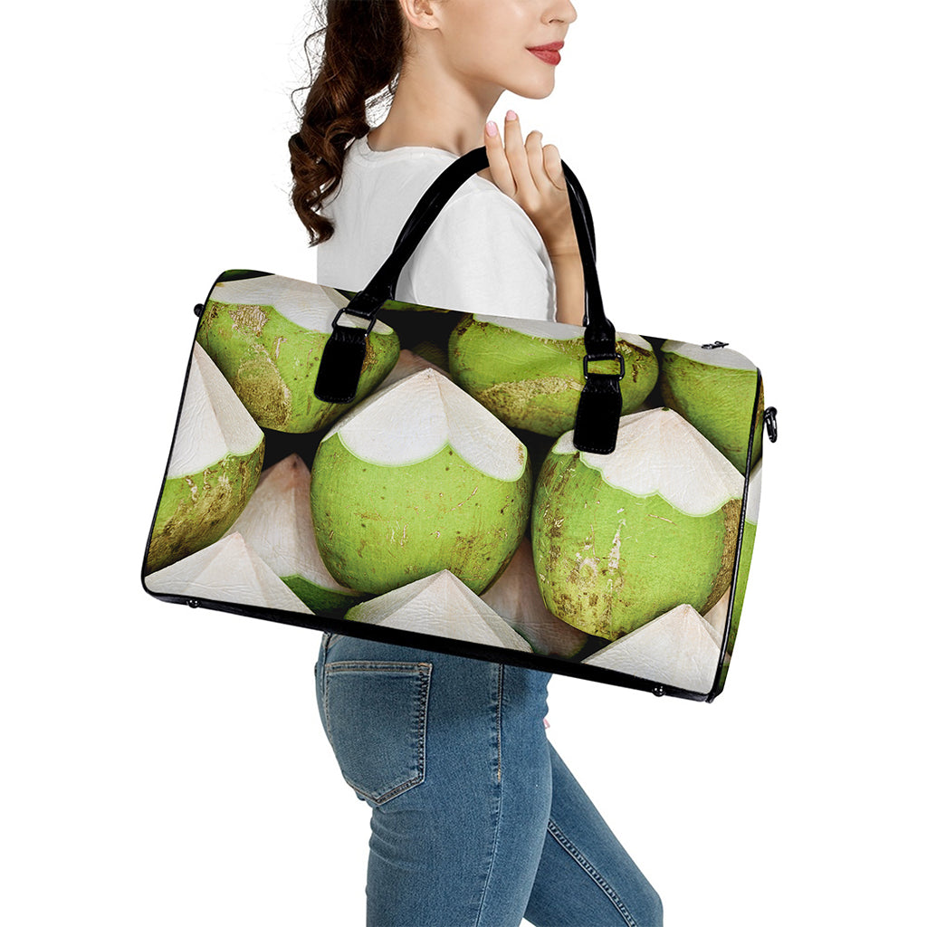Coconut 3D Print Leather Duffle Bag