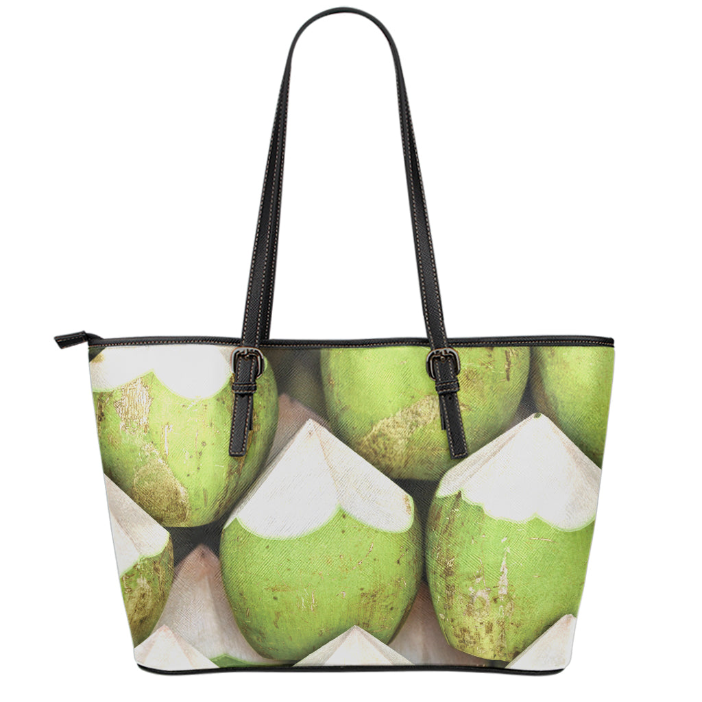 Coconut 3D Print Leather Tote Bag