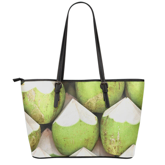 Coconut 3D Print Leather Tote Bag