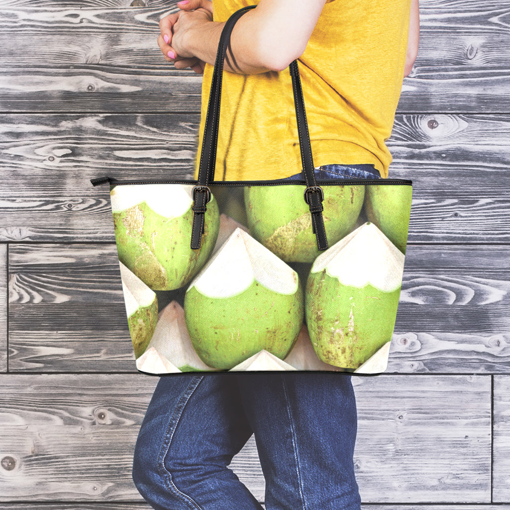 Coconut 3D Print Leather Tote Bag