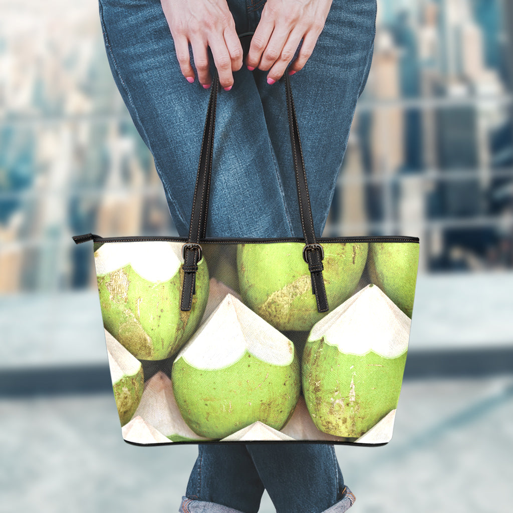 Coconut 3D Print Leather Tote Bag