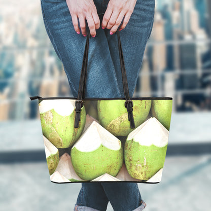 Coconut 3D Print Leather Tote Bag