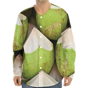 Coconut 3D Print Long Sleeve Baseball Jersey