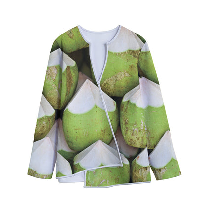 Coconut 3D Print Long Sleeve Short Coat