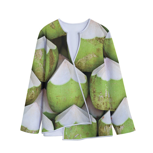 Coconut 3D Print Long Sleeve Short Coat