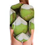 Coconut 3D Print Long Sleeve Swimsuit