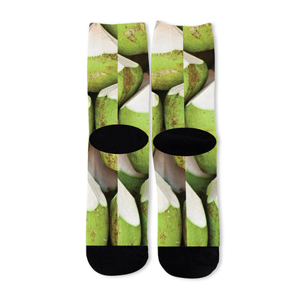 Coconut 3D Print Long Socks