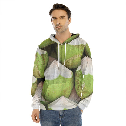 Coconut 3D Print Men's Velvet Pullover Hoodie
