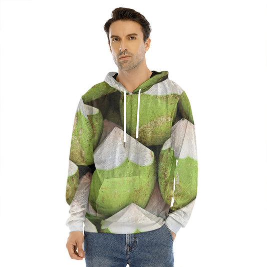 Coconut 3D Print Men's Velvet Pullover Hoodie