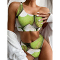 Coconut 3D Print One Shoulder Bikini Set