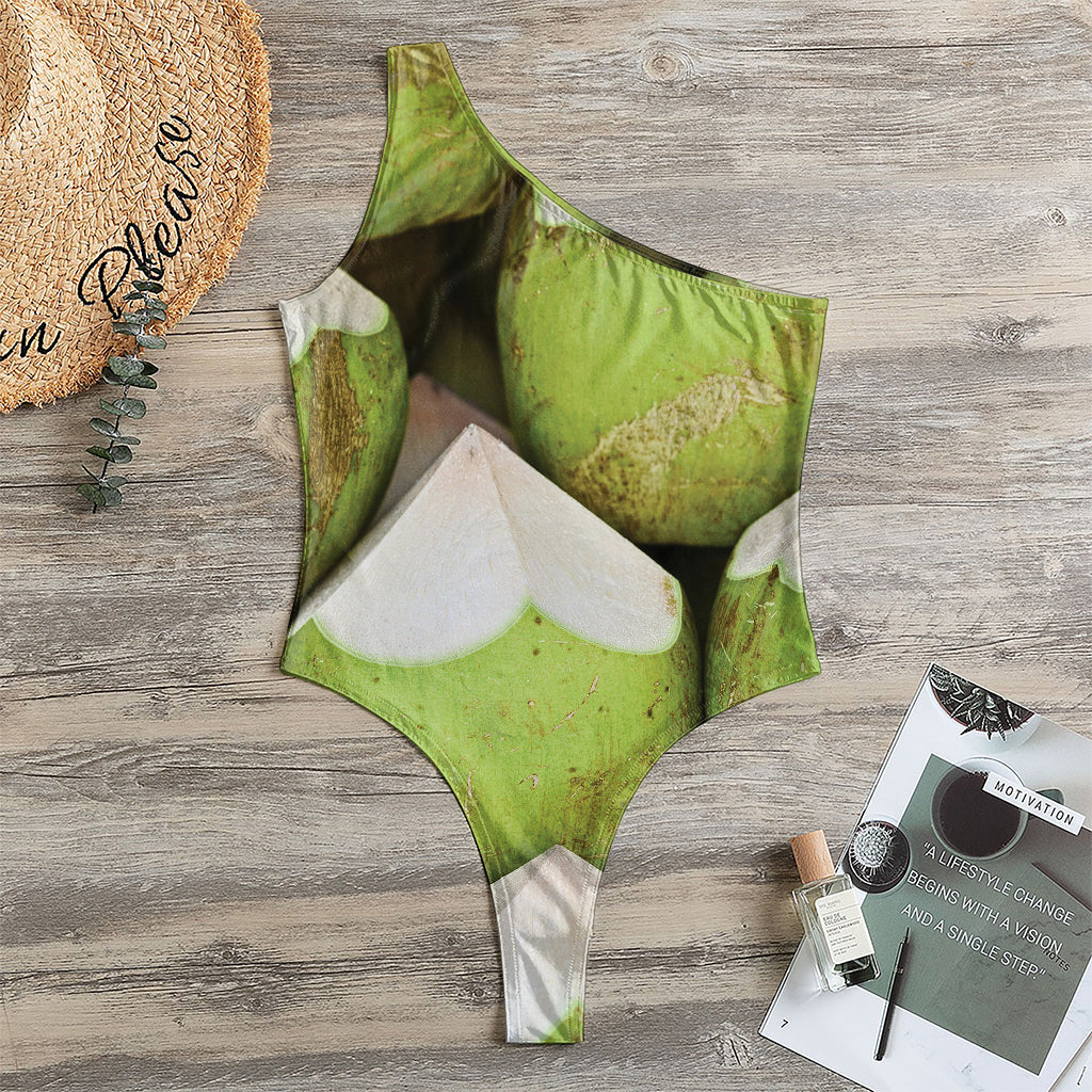 Coconut 3D Print One Shoulder Bodysuit