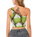Coconut 3D Print One Shoulder Crop Top