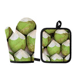 Coconut 3D Print Oven Mitt And Pot Holder Set