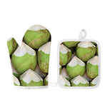 Coconut 3D Print Oven Mitt And Pot Holder Set