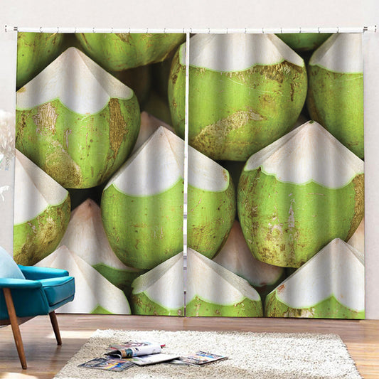Coconut 3D Print Pencil Pleat Curtains