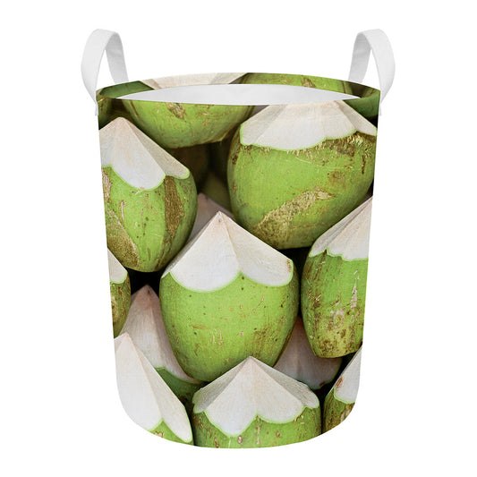 Coconut 3D Print Round Laundry Basket