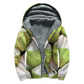 Coconut 3D Print Sherpa Lined Zip Up Hoodie