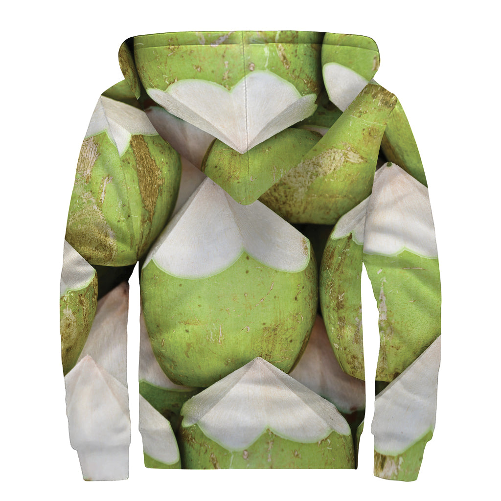 Coconut 3D Print Sherpa Lined Zip Up Hoodie