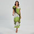 Coconut 3D Print Short Sleeve Maxi Dress