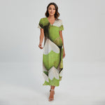 Coconut 3D Print Short Sleeve Maxi Dress
