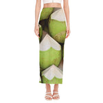 Coconut 3D Print Side Slit Maxi Skirt