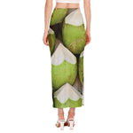 Coconut 3D Print Side Slit Maxi Skirt
