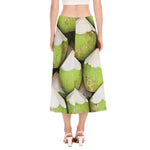 Coconut 3D Print Side Slit Midi Skirt