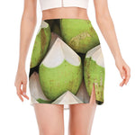 Coconut 3D Print Side Slit Mini Skirt