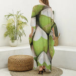 Coconut 3D Print Silk V-Neck Kaftan Dress