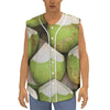Coconut 3D Print Sleeveless Baseball Jersey