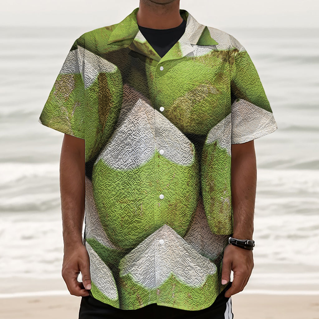 Coconut 3D Print Textured Short Sleeve Shirt