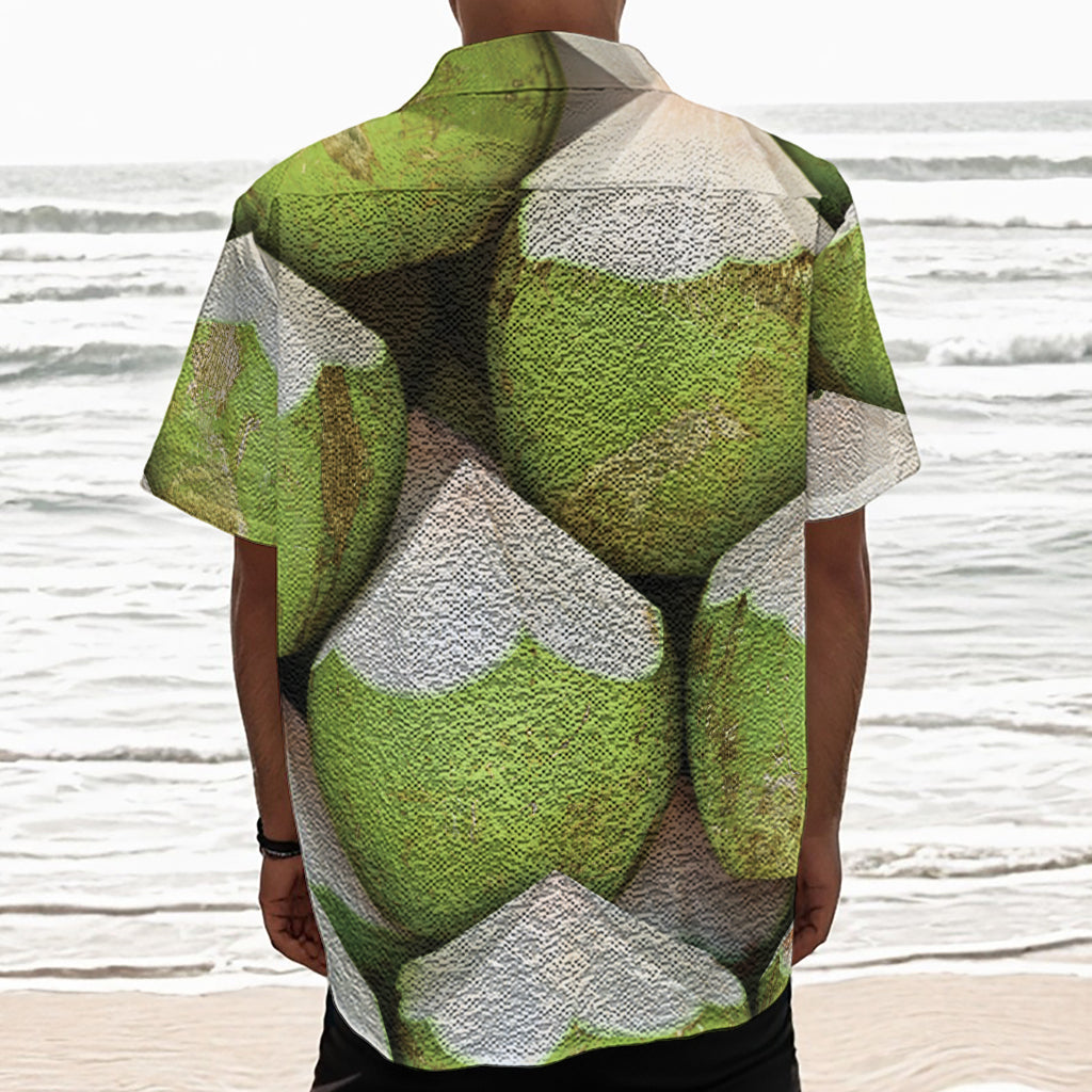 Coconut 3D Print Textured Short Sleeve Shirt