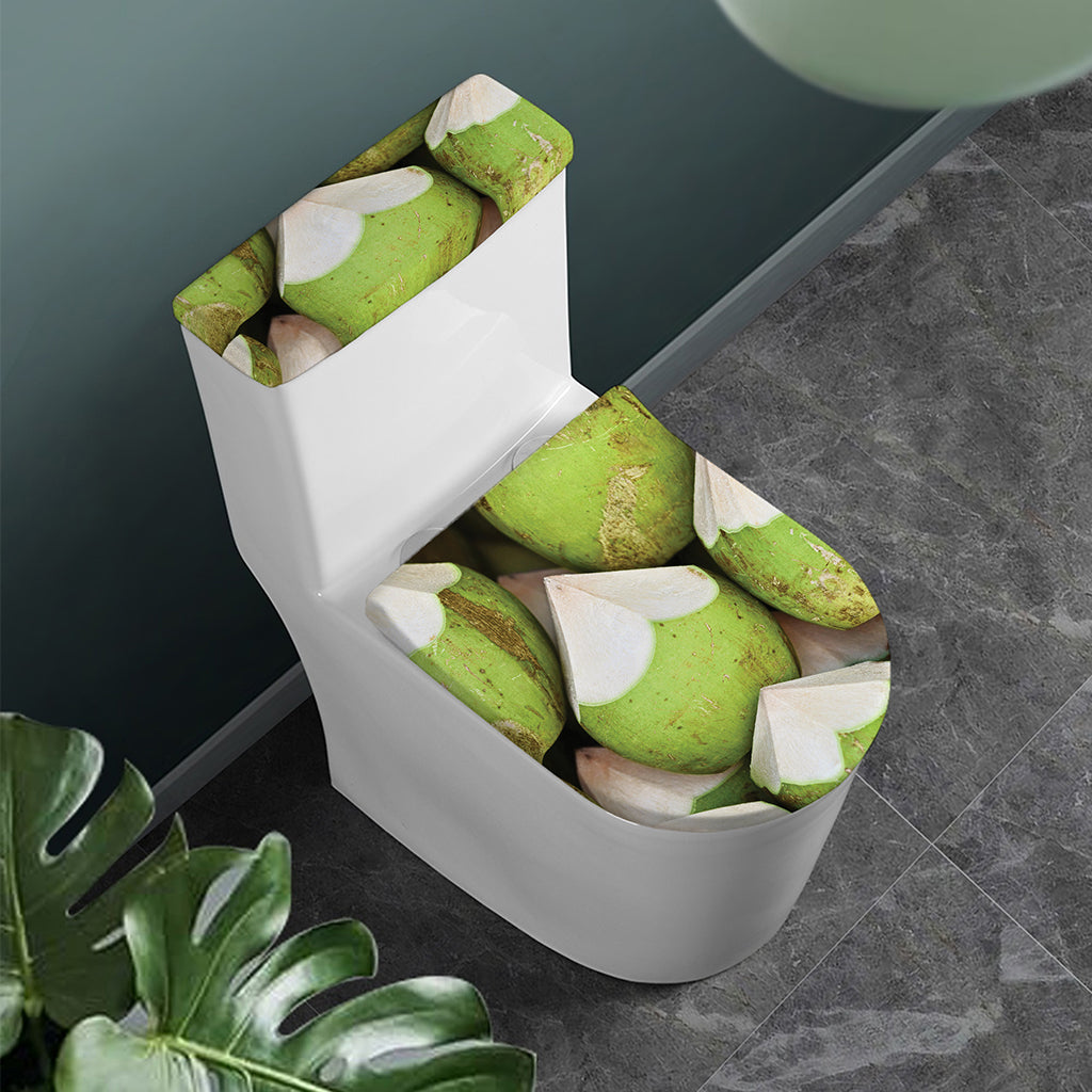 Coconut 3D Print Toilet Lid And Tank Cover Set