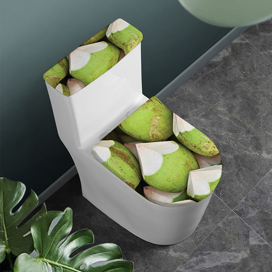 Coconut 3D Print Toilet Lid And Tank Cover Set