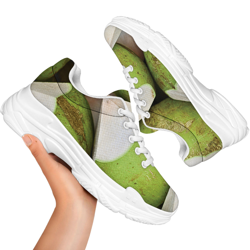 Coconut 3D Print White Chunky Shoes