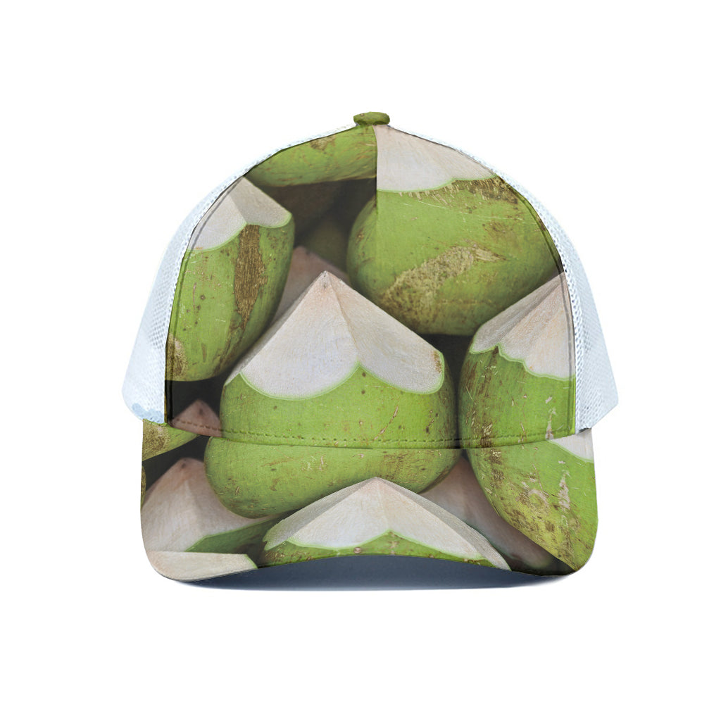 Coconut 3D Print White Mesh Trucker Cap