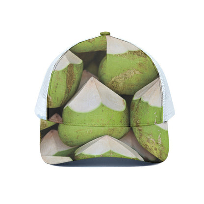 Coconut 3D Print White Mesh Trucker Cap