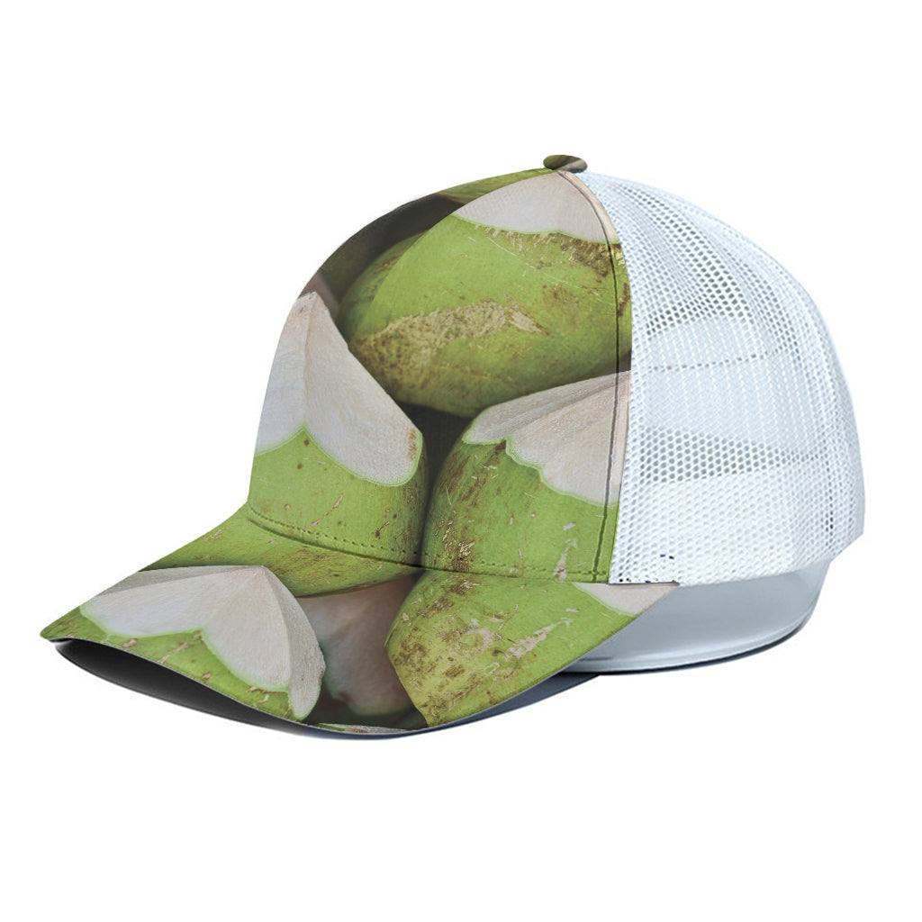 Coconut 3D Print White Mesh Trucker Cap