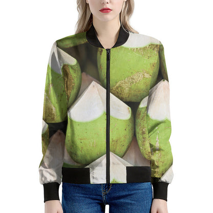 Coconut 3D Print Women's Bomber Jacket
