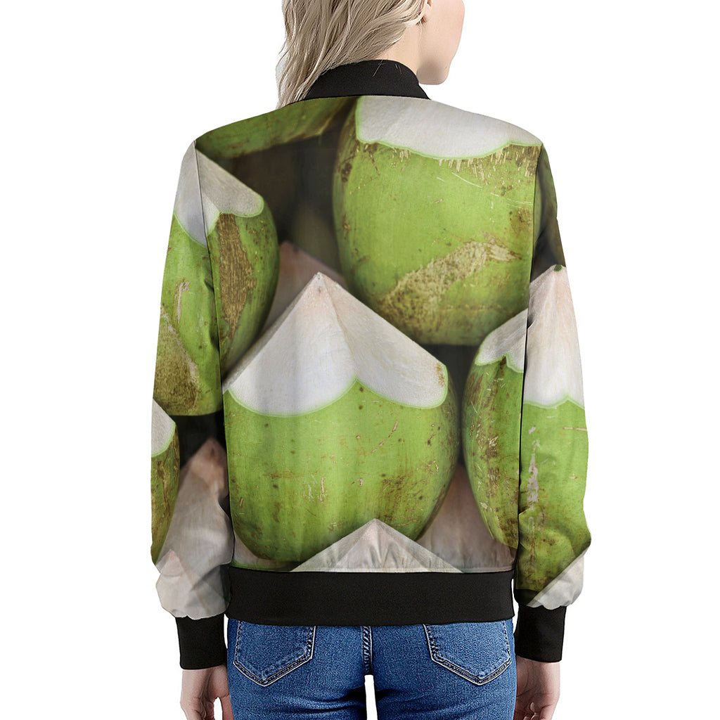 Coconut 3D Print Women's Bomber Jacket