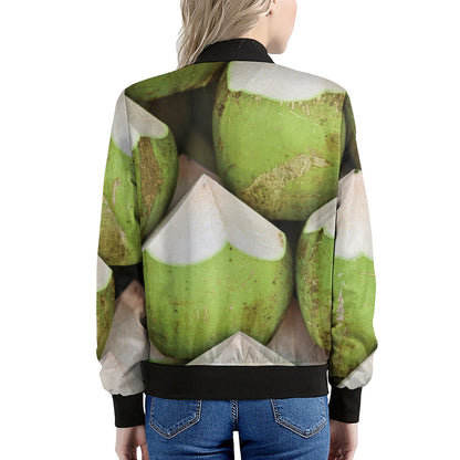 Coconut 3D Print Women's Bomber Jacket
