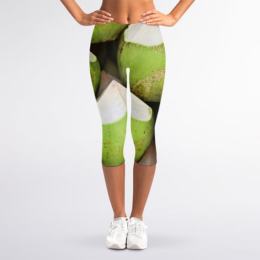 Coconut 3D Print Women's Capri Leggings