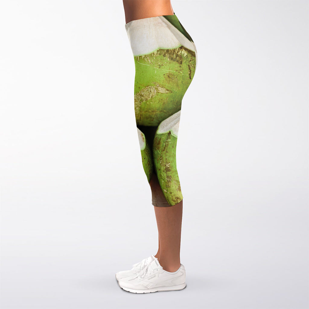 Coconut 3D Print Women's Capri Leggings