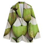 Coconut 3D Print Women's Cotton Blazer