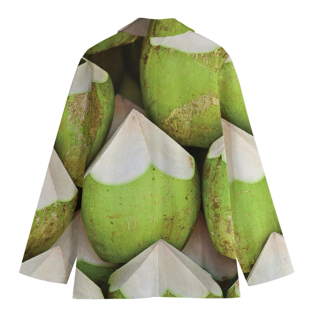 Coconut 3D Print Women's Cotton Blazer