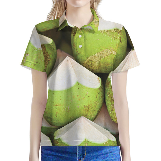 Coconut 3D Print Women's Polo Shirt